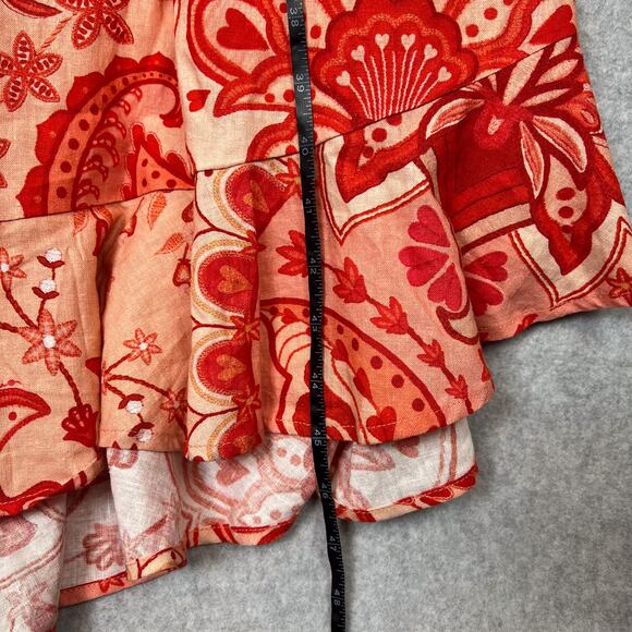 Farm Rio Jaipur Red Crossed Over Linen Blend Maxi Dress Size XS - Picture 16 of 16